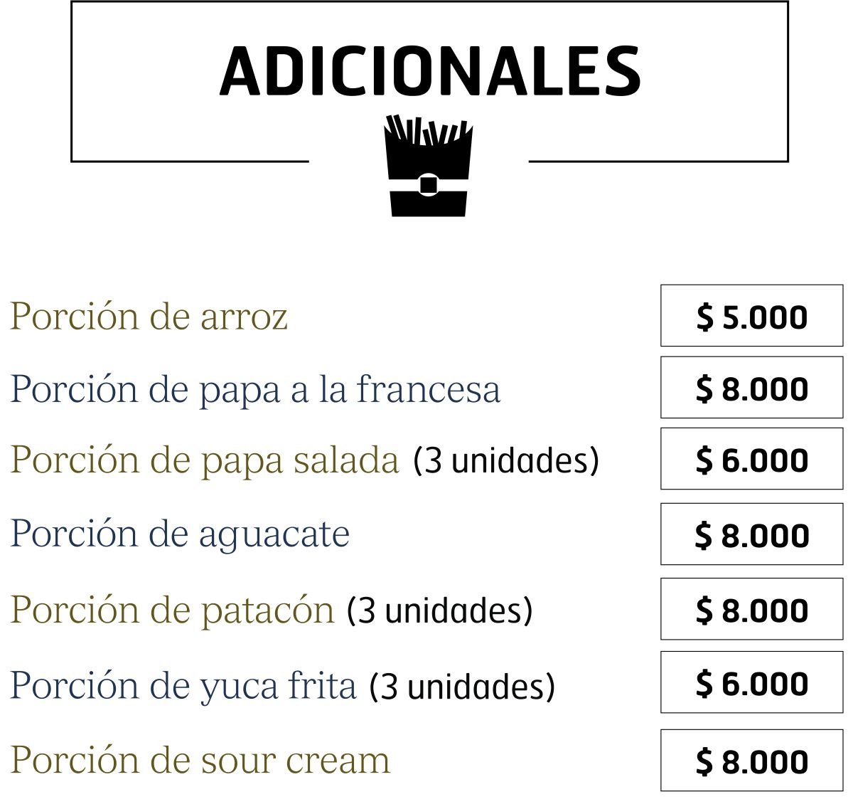 Menú adicionales