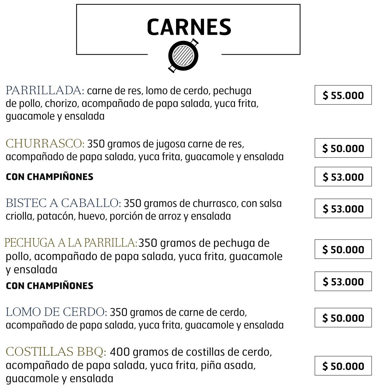 Menú Carnes