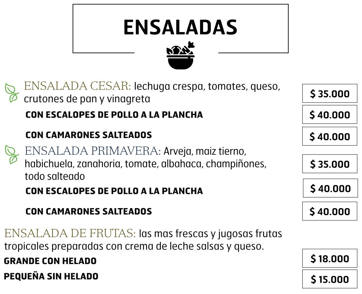 Menú ensaladas